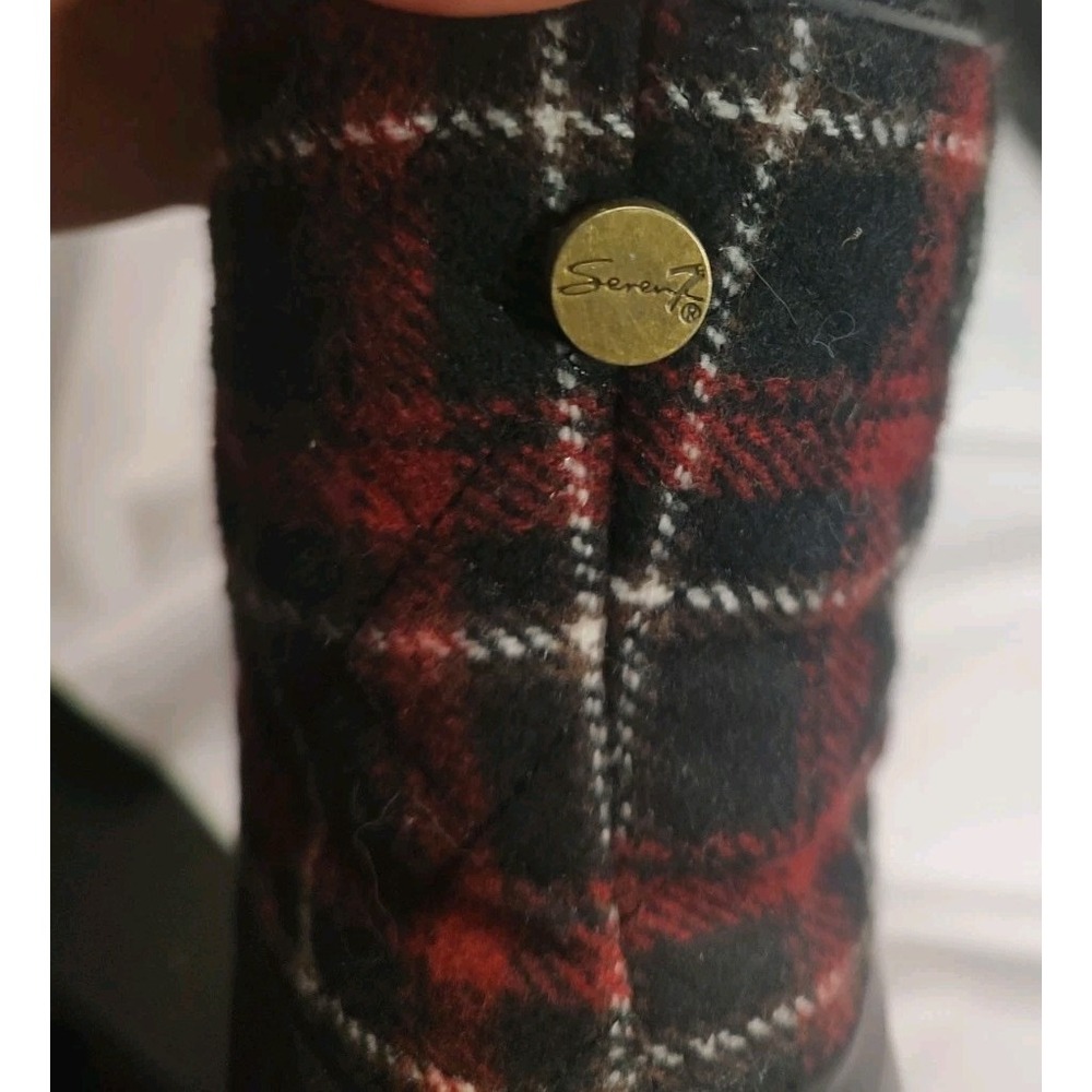 Seven7 Rain Duck Boots Womens 8 Wool Goose Red Faux Leather Lace Up Round